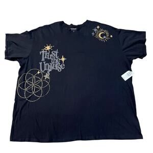 Torrid Trust The Universe Oversized Tshirt 1X Shirt Sleeve Embroidered Black